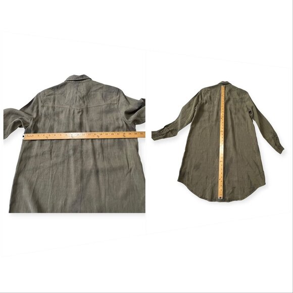 NWT Rails Sandra Shirt Dress Olive Black Tie Dye Button Front Tencel Linen, Sz S - Picture 12 of 13